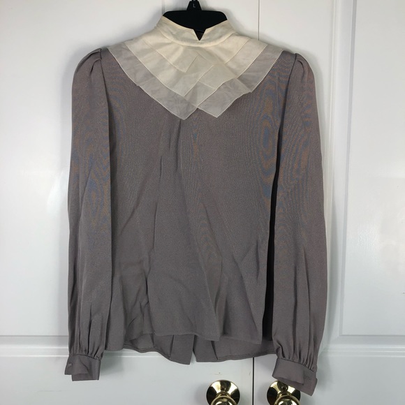 Vintage Cottagecore Matching Set Grey Top With White Collar and Long Skirt